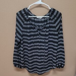 Lush Monochrome Zigzag Blouse 🖤